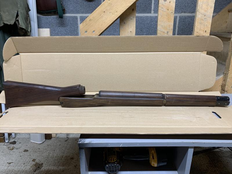 LEE ENFIELD NO4 MK1 WOOD SET. FOREND IS NEW PRODUCTION.. OTHER PARTS ORIGINAL. MAY NEED SOME WORK FOR FINAL FITTING RECOMMEND WORK BY PROFESSIONAL FOR FINAL FITTING AND BEDDING TO GET BEST RESULTS... BUTTS ARE UNUSED BUT MAY HAVE STORAGE MARKS OR LIGHT DI